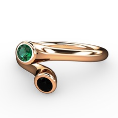 Poyraz Yüzük - Yeşil kuvars ve siyah zirkon 8 ayar rose altın yüzük #uh57ih