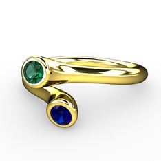 Poyraz Yüzük - Yeşil kuvars ve lab safir 925 ayar altın kaplama gümüş yüzük #ujtj7f