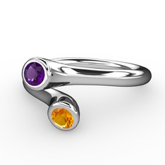 Poyraz Yüzük - Ametist ve sitrin 8 ayar beyaz altın yüzük #uuutn9