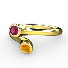 Rodolit garnet ve sitrin 8 ayar altın yüzük