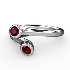 Poyraz Yüzük - Garnet 18 ayar beyaz altın yüzük #wb21br