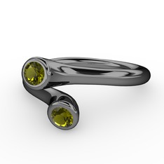 Poyraz Yüzük - Peridot 925 ayar siyah rodyum kaplama gümüş yüzük #xfykvu