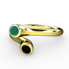 Poyraz Yüzük - Kök zümrüt ve siyah zirkon 925 ayar altın kaplama gümüş yüzük #xwkqqb