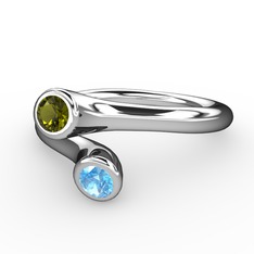 Poyraz Yüzük - Peridot ve akuamarin 925 ayar gümüş yüzük #ydel19