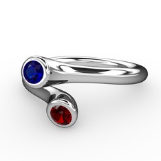 Poyraz Yüzük - Lab safir ve garnet 14 ayar beyaz altın yüzük #ye4rcs