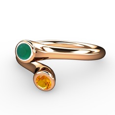 Poyraz Yüzük - Kök zümrüt ve sitrin 925 ayar rose altın kaplama gümüş yüzük #yudm9z