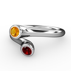 Poyraz Yüzük - Sitrin ve garnet 14 ayar beyaz altın yüzük #zlmkqv