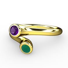 Poyraz Yüzük - Ametist ve kök zümrüt 8 ayar altın yüzük #zo9gk3
