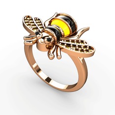 Arı Yüzük - Dumanlı kuvars 925 ayar rose altın kaplama gümüş yüzük #18diajt