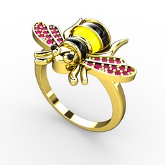 Rodolit garnet 14 ayar altın yüzük