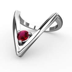 Rodolit garnet 18 ayar beyaz altın yüzük