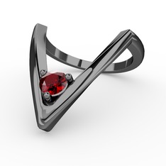 Garnet 925 ayar siyah rodyum kaplama gümüş yüzük