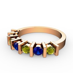 Alya Yüzük - Lab safir ve peridot 925 ayar rose altın kaplama gümüş yüzük #109mibf