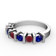 Alya Yüzük - Kök yakut ve lab safir 925 ayar gümüş yüzük #11wa2rs