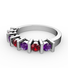 Alya Yüzük - Garnet ve ametist 925 ayar gümüş yüzük #12c0nhx