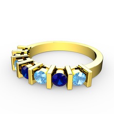 Alya Yüzük - Lab safir ve akuamarin 8 ayar altın yüzük #12zcr6a