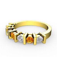 Alya Yüzük - Sitrin ve swarovski 8 ayar altın yüzük #1399j5n