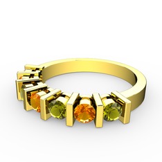 Sitrin ve peridot 8 ayar altın yüzük
