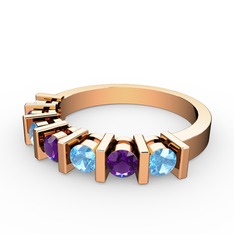 Alya Yüzük - Ametist ve akuamarin 8 ayar rose altın yüzük #16nekdb
