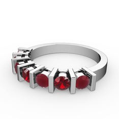 Garnet ve kök yakut 8 ayar beyaz altın yüzük