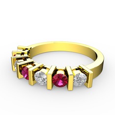 Rodolit garnet ve swarovski 925 ayar altın kaplama gümüş yüzük