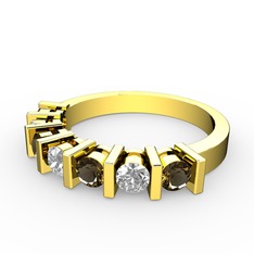 Alya Yüzük - Swarovski ve dumanlı kuvars 18 ayar altın yüzük #18337tw
