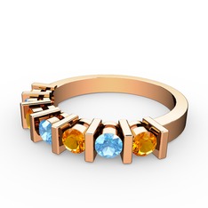 Alya Yüzük - Akuamarin ve sitrin 8 ayar rose altın yüzük #18nr0yt