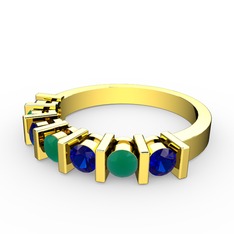 Alya Yüzük - Kök zümrüt ve lab safir 14 ayar altın yüzük #19hp6tw
