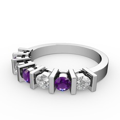 Alya Yüzük - Ametist ve swarovski 8 ayar beyaz altın yüzük #1akwcaq