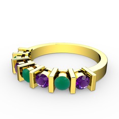 Alya Yüzük - Kök zümrüt ve ametist 14 ayar altın yüzük #1bi8hvc