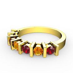 Sitrin ve garnet 14 ayar altın yüzük