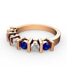 Alya Yüzük - Swarovski ve lab safir 8 ayar rose altın yüzük #1c0k08e