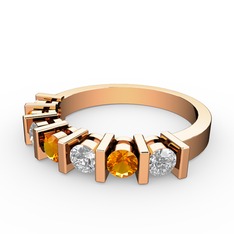 Alya Yüzük - Sitrin ve swarovski 18 ayar rose altın yüzük #1czq6ki