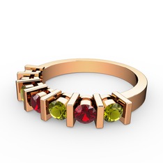 Alya Yüzük - Garnet ve peridot 14 ayar rose altın yüzük #1dd5x4w