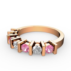 Alya Yüzük - Pırlanta ve pembe kuvars 8 ayar rose altın yüzük (0.44 karat) #1e0uiu