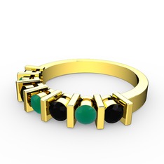 Alya Yüzük - Kök zümrüt ve siyah zirkon 8 ayar altın yüzük #1enam8q
