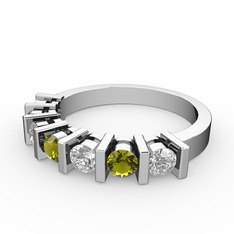 Alya Yüzük - Peridot ve swarovski 14 ayar beyaz altın yüzük #1fbr6w9