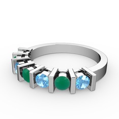 Alya Yüzük - Kök zümrüt ve akuamarin 925 ayar gümüş yüzük #1fdgqlr