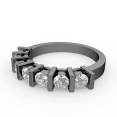 Alya Yüzük - Swarovski 925 ayar siyah rodyum kaplama gümüş yüzük #1fuwosl