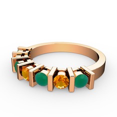Alya Yüzük - Sitrin ve kök zümrüt 14 ayar rose altın yüzük #1g66932
