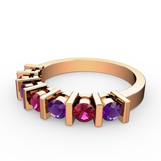 Rodolit garnet ve ametist 8 ayar rose altın yüzük