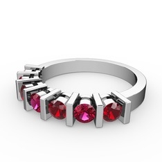 Alya Yüzük - Rodolit garnet ve garnet 8 ayar beyaz altın yüzük #1i6iym6