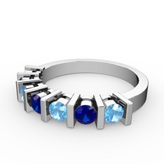 Alya Yüzük - Lab safir ve akuamarin 18 ayar beyaz altın yüzük #1j3o6wt