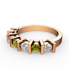 Alya Yüzük - Peridot ve pırlanta 18 ayar rose altın yüzük (0.33 karat) #1jpo0