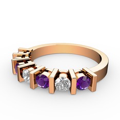 Swarovski ve ametist 18 ayar rose altın yüzük