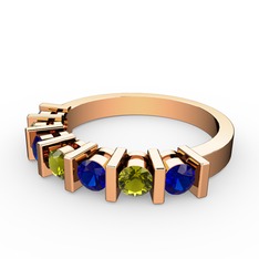 Peridot ve lab safir 8 ayar rose altın yüzük