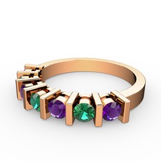 Alya Yüzük - Yeşil kuvars ve ametist 14 ayar rose altın yüzük #1ld56ig