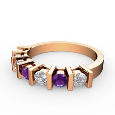 Alya Yüzük - Ametist ve swarovski 8 ayar rose altın yüzük #1lymt3o