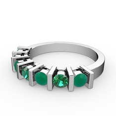 Alya Yüzük - Yeşil kuvars ve kök zümrüt 18 ayar beyaz altın yüzük #1ni2gwh