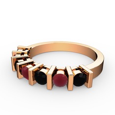 Alya Yüzük - Kök yakut ve siyah zirkon 18 ayar rose altın yüzük #1og38d7